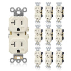 TOPELER 10 Pack Wall Electrical Outlets, Duplex Tamper-Resistant Receptacle Outlet, 20Amp 125V, 3-Wire, Self-Grounding, Push & Side Wire Wall Socket, UL Listed, Light Almond