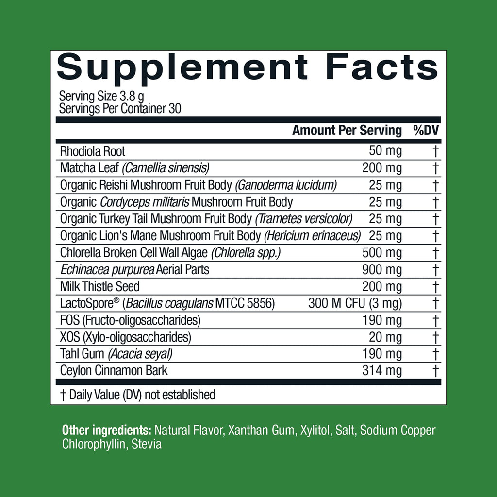 Live Conscious Beyond Greens Superfood Powder - Delicious Debloating Super Greens Powder - Matcha Greens Blend w/Chlorella, Echinacea, Probiotics for Immune Support & Energy