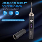 Larlarsa Cordless Soldering Iron Kit, Rechargeable USB-C Soldering Pen with OLED Screen, Portable Battery Powered Solder Iron for Electronics Repair, Includes 3 Tips & Lead-Free Solder Wire