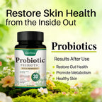 Probiotic Supplement for Skin & Gut Support, Daily Wellness Formula, Non-GMO, Vegan, 60 Capsules