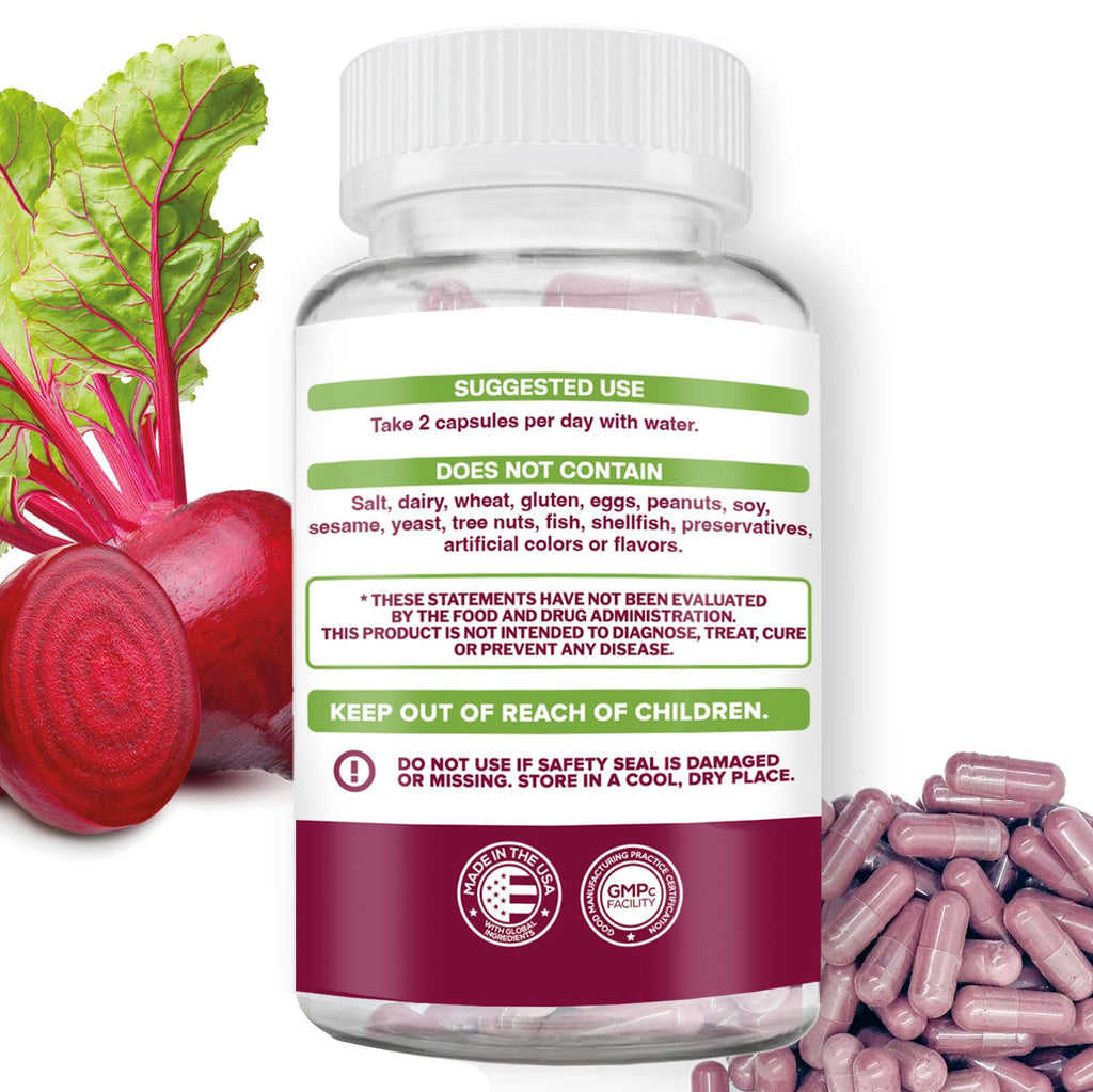 Parker Naturals Organic Fermented Beet Root Capsules Supports Healthy Immune System, Gluten Free, Non-GMO and Vegan. 60 Count