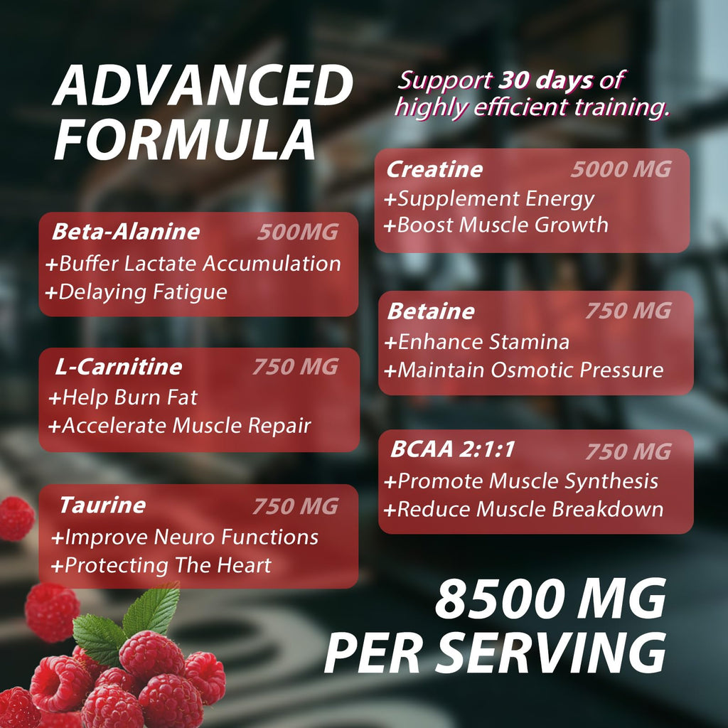 Asumtal Creatine Monohydrate Gummies Complex 8500 MG for Men & Women, Creatine Monohydrate Supplement for Muscle Growth, Strength & Energy Support, Pre Workout Gummies 120 Count Raspberry Flavor