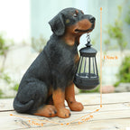 Dog Garden Statue, Rottweiler Solar Statue Holding Lantern,Rottweiler Gifts