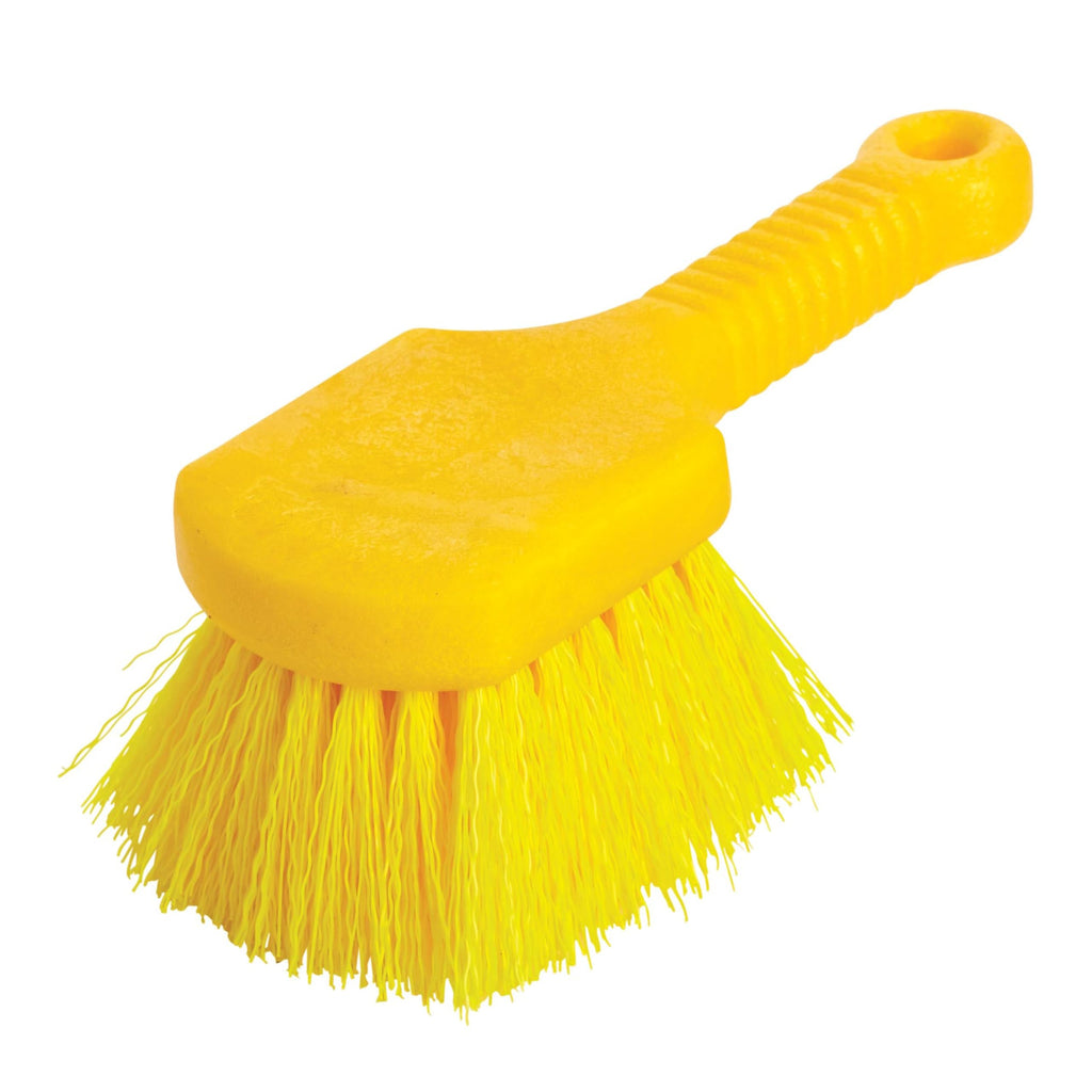 Rubbermaid Commercial 8" Utility Scrub Brush Plastic Handle Synthetic Bristles Cleaning Multi Purpose Heavy Duty Outdoor Wheels and Tires