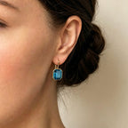 EVEVIC Austrian Crystal Octagon Leverback Drop Earrings for Women