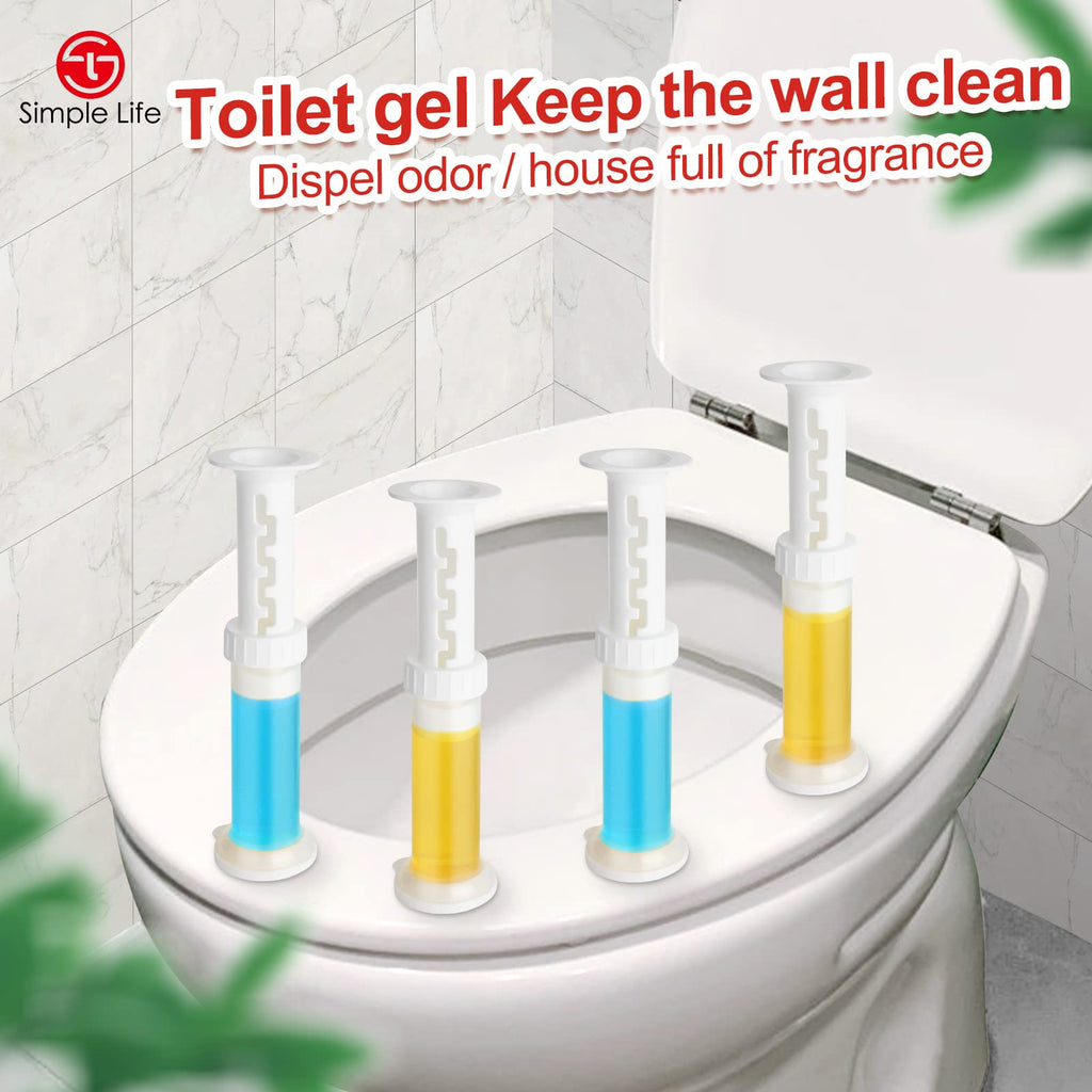 Simple Life Toilet Gel Stamp – Fresh Flower Scent, Anti-Limescale Toilet Cleaner Gel, Deodorizing & Long-Lasting Freshness, 64 Stamps, Blue & Yellow