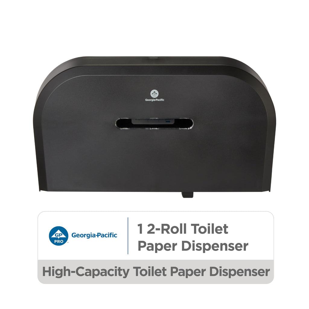 Georgia-Pacific Two-Roll Jumbo Jr. Toilet Paper Dispenser by GP PRO, Black, 59210, 22.1"W x 4.8"D x 12.1" H