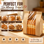 200 Pack Large Paper Sourdough Bread Bags with Tin Tie Tabs & 500 Stickers