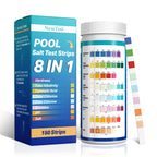NewTest Pool Salt Test Strips: 150CT 8 in 1 Professional Pool Test Strips for Salt Water Pool & Hot Tub & Spa & Swimming Inground Pools - Quick Accurate Results Saltwater Pool Testing Kit (150)