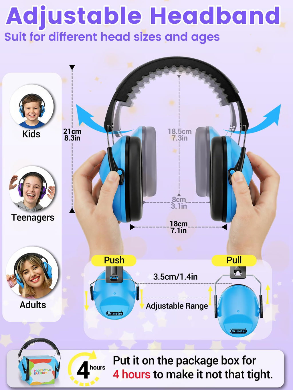 Dr.meter Noise Cancelling Headphones for Kids Adults 2 PACK, SNR27.4 Ear Protection Kids Ear Muffs, Adjustable Earmuffs for Monster Jams, Sensory Autism, Concerts, Fireworks