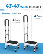 Sangohe Step Stool with Handle for Elderly, Aluminum Step Stools for Adults, Step Stool for Bed, Step Stool with Adjustable Handle and Legs, 275LBS Weight Capacity, 503A