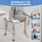 Tub Transfer Bench for Bathtub, Height Adjustable Shower Bench with Backrest, Shower Chair Bath Seat for Elderly, Seniors, Arm Support for Transfer