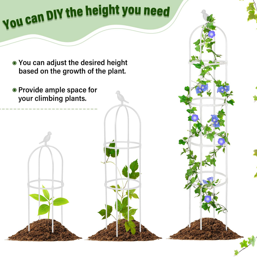Sadnyy 6 ft Garden Obelisk Trellis, Heavy Duty Plant Supports, White