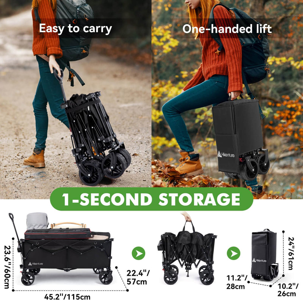 Hikenture Extended Collapsible Wagon, Beach Wagon with Big Wheels for Sand