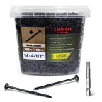 SahncaiTechTrade 4-1/2 Inch Deck Screws 300Pcs, Heavy-Duty Outdoor Wood Screws, Rust Resistant epoxy Coated for Timber/Log/Landscaping Wood, with T30 Star Bit (#14 x 4-1/2")