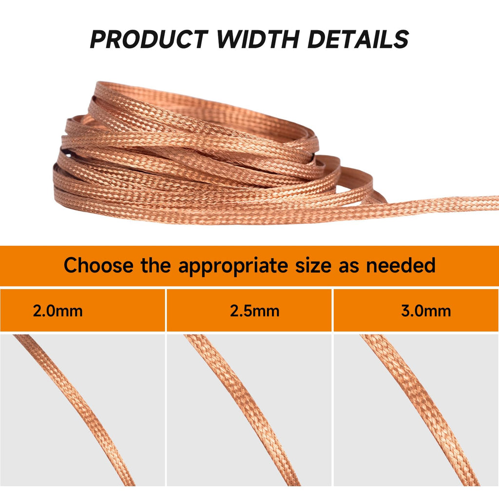 TOWOT Solder Wick Braid with Flux No-Clean Electronic, Desoldering Wick Braid Remover.Desolder Soldering 2.5mm W 0.10'' L 5'