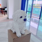 PTAHAN Bichon Frise & Maltese Dog Statue Outdoor - Resin Garden Decor for Pet Lovers, 5.9x4.3x6.3 Inch Weatherproof Figurines, Yard Ornament & Gift for Dog Owners