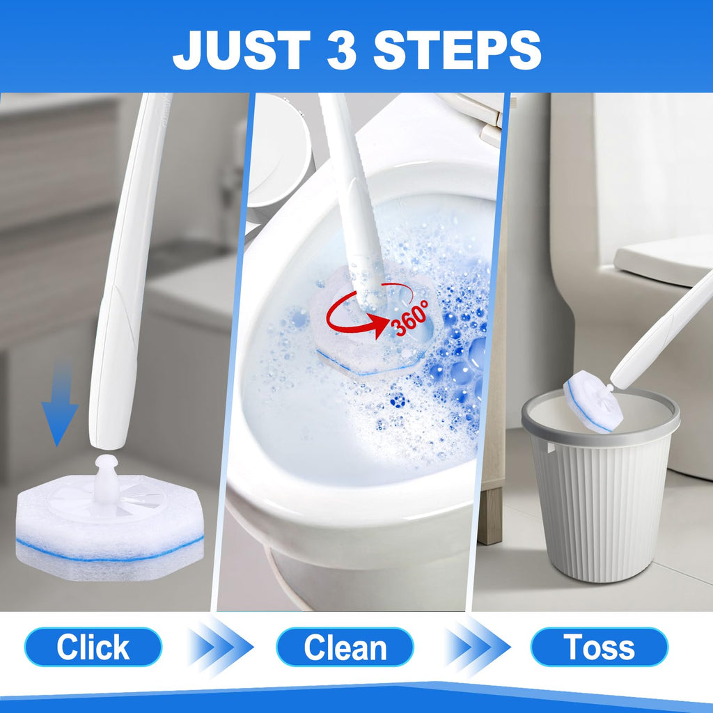 Zeefpod 200 Count Disposable Toilet Brush,Toilet Cleaner Wand Refills Compatible with Most Toilet Brushes- No Falling Apart, Fresh Fragrance，4X Cleaning Power，Bathroom Cleaning.