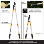 STEELHEAD Heavy-Duty 27-40" Adjustable Gear-Bypass Limb & Branch Lopper, Telescoping Extendable Handles, Ratcheting, Cuts Up to 1-3/4”, Secateurs, Shock-Absorbing, Effort-Saving, USA-Based Support