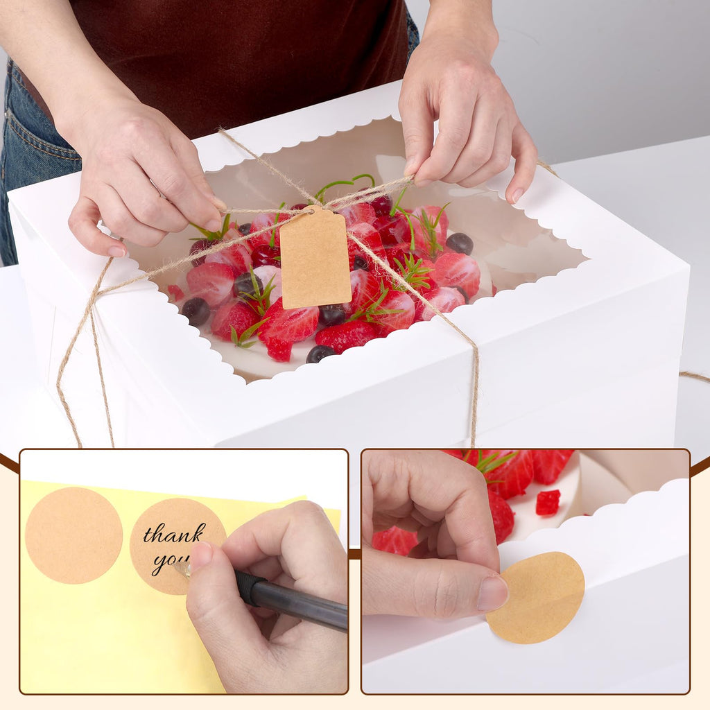 NEOACT 30 Pcs Cake Boxes, 12x12x8 Inch White Bakery Boxes with Window Cake Containers 12 Inch large Cake box for Birthday Party, Wedding,Tall Dessert Cardboard Boxes