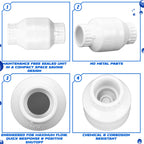Geetery 3/4 Inch PVC Slip Swing Check Valve No Spring Back Flow Preventer Valve White No Return Silent Backflow for Backflow Prevention, Reduces Water Hammer Noise