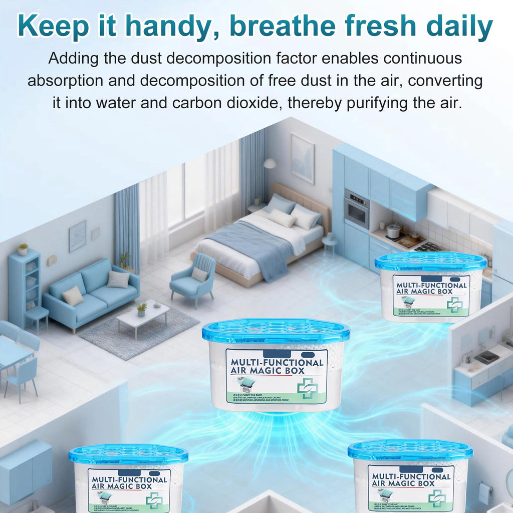 Indoor Air Purification Dust Removal Magic Box, Multi-Functional Air Magic Box, Household Deodorizing Air Freshener, Automatic Dust Collection Purifies for Car, Bedroom, House, Office（230g)