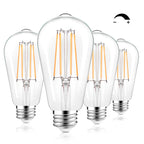 PARTPHONER LED Light Bulbs Dimmable Vintage Edison Bulb, E26 LED Bulb 60W Equivalent 720 Lumens, Warm White 2700K, ST58 Antique LED Filament Bulb CRI 85+, Clear Glass, Pack of 4