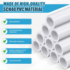 6 Pcs 1-1/2 Inch PVC Pipe 17" Long White Sch40 Industrial PVC Pipes, Greenhouse, Garden, Workshop, Farm, Furniture Grade for Home