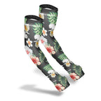 FARMER'S DEFENSE Gardening Arm Sleeves|UV Cooling Protective Sleeve Women & Men|Anti-Scratch Cover Sun UPF Outdoor Protection - Tropical Flowers - L/XL