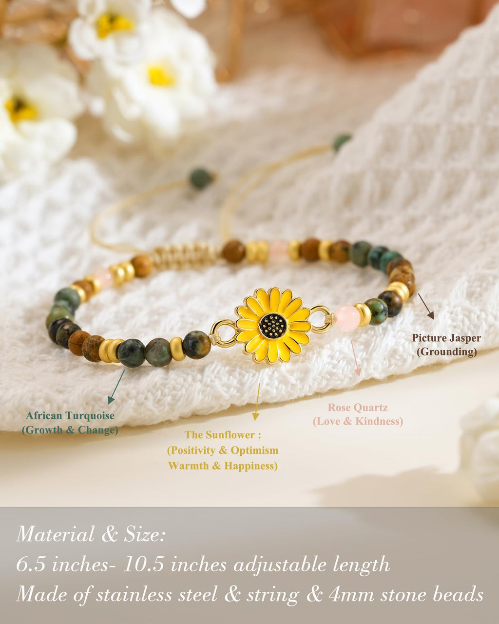 Tarsus Sunflower Gifts for Women, Sunflower Bracelets Jewelry Teen Gifts
