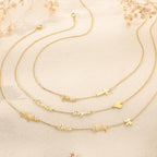 Elemtansy Custom Name Necklace with 1-3 Tiny Names - 18K Gold-Plated Family Necklace Personalized with Heart, Cross, Paw Print - Birthday Jewelry Gifts for Mom, Wife (2 Tiny Names + Symbol)