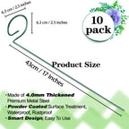 HiGift 10 Pack 17 inches Plant Support Plant Stakes with 20 Pcs Plant Clips, Metal Garden Single Stem Flower Support Stick Plant Cage Support Ring for Amaryllis Orchid Peony Rose Tomato