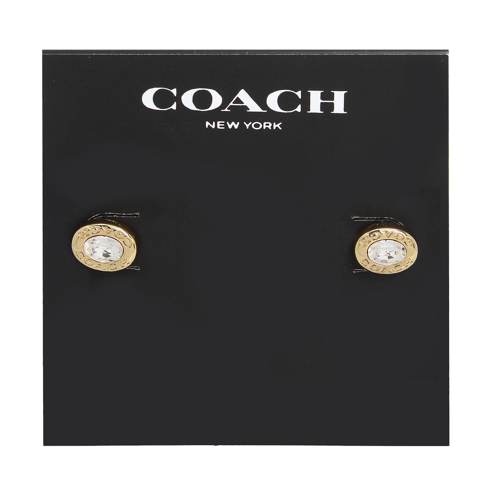 COACH Signature Logo Stud Earrings Crystal 1 One Size