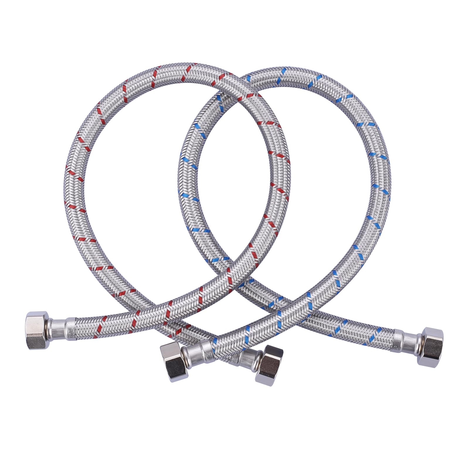ARCORA 24-Inch Line Connects Kitchen Sink to Water Supply, Braided Stainless Steel cUPC Supply Lines 1/2 Inch FIP x 1/2 Inch FIP Sink Hose Attachment for Faucet 1 Pair