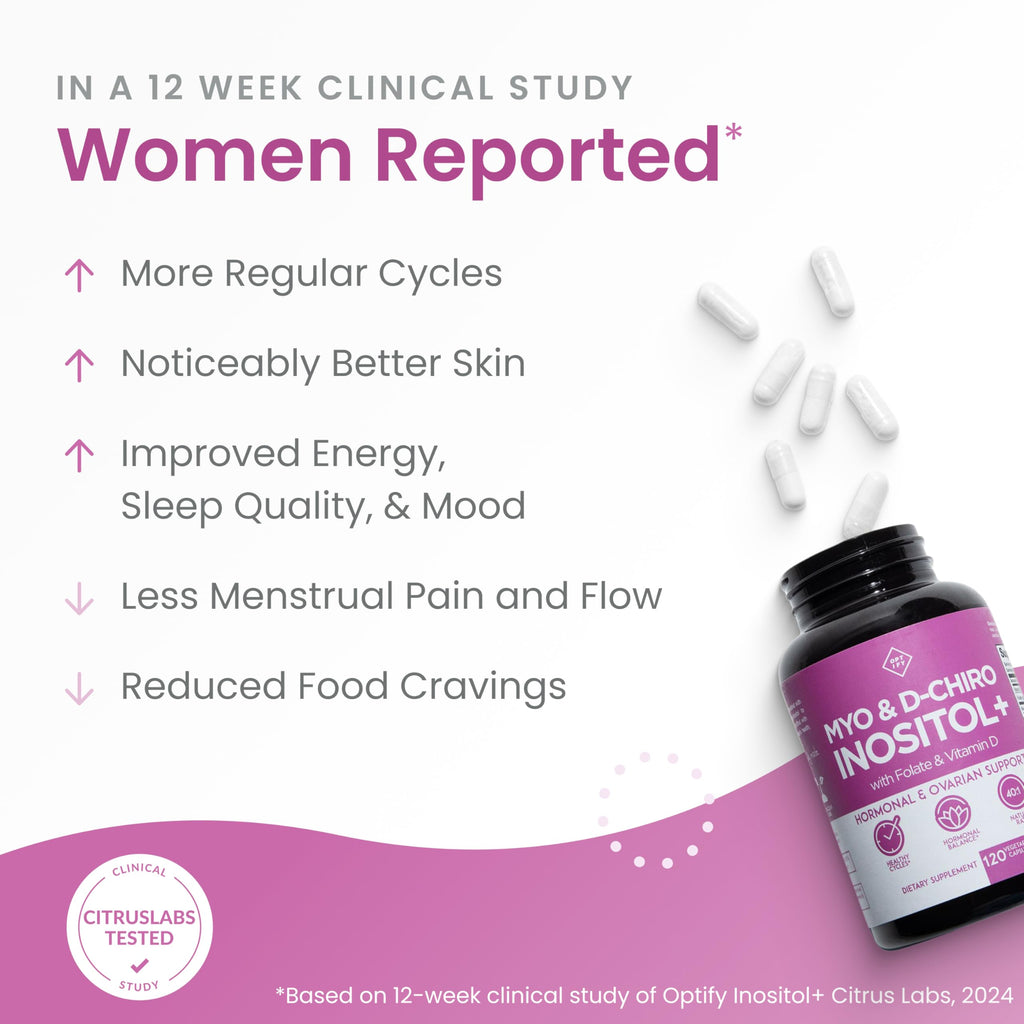 Optify Myo-Inositol & D-Chiro Inositol Supplement for Women – 40:1 Ratio Plus Folate and Vitamin D – Support Healthy Hormonal Balance, Regular Cycles, & Ovarian Health – 30-Day Supply
