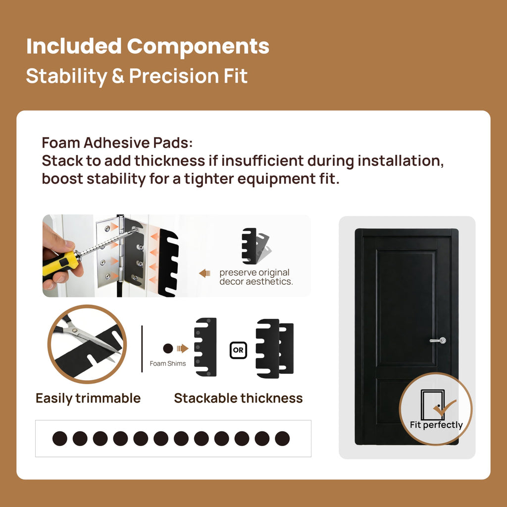 36pcs Door Hinge Shims 4 inch,Black Hinge Spacers,Thickness Adjustable Spacer for Doors, Adjusting The Spacing to Align,Can Be Trimmed (36, L4in/T0.05in)