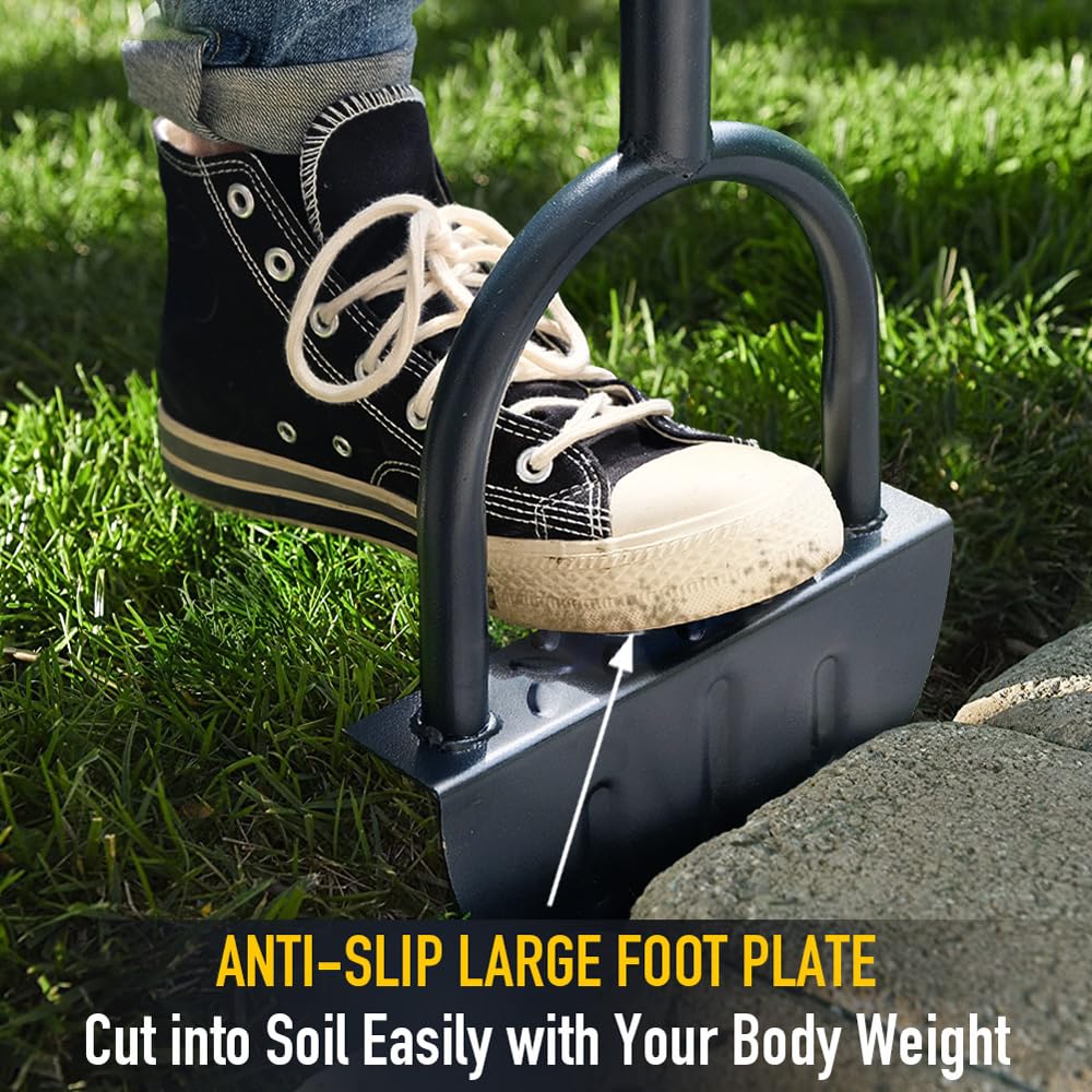 Colwelt Saw-Tooth Edger Lawn Tool, Half Moon Lawn Edger with T-Grip, Sidewalk Grass Long Handled Step Edger, 38-Inch