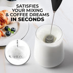 Zulay Kitchen Powerful Milk Frother Wand With Duracell Batteries - Ultra Fast Handheld Drink Mixer - Electric Whisk Foam Maker for Coffee, Lattes, Cappuccino & Matcha - Triple Whisk - Black