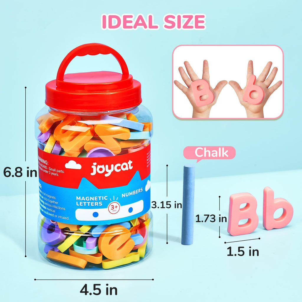 JoyCat Magnetic Letters and Numbers, Uppercase and Lowercase Alphabet Fridge Magnets, Preschool Educational Learning Plastic ABC 123 Colorful Toy Set, Math Symbols for Toddlers, Kids (104 PCS)