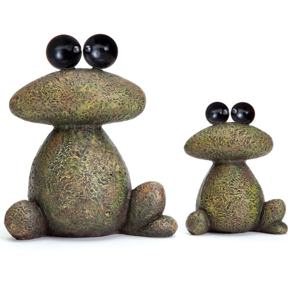 Bits and Pieces - Two Frogs Garden Sculptures for Lawn or Patio - Waterproof Garden Decor Set - Frog Statues Minimalistic Design