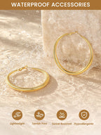 KeyStyle Large Gold Hoop Earrings for Women,5 mm Thick Big Hoop Earrings