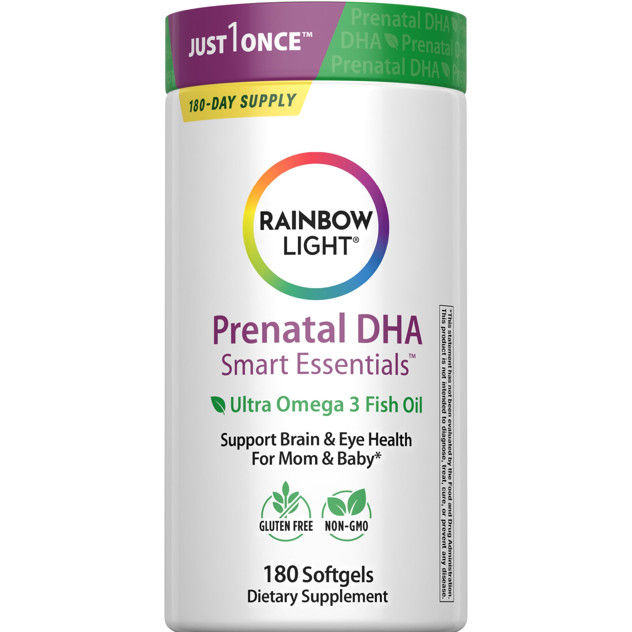 Rainbow Light Prenatal DHA Vitamins for Women | 180 Softgels | Ultra Omega 3 Fish Oil (EPA & DHA) | Supports Brain & Eye Health for Mom and Baby | for Pregnancy & Nursing