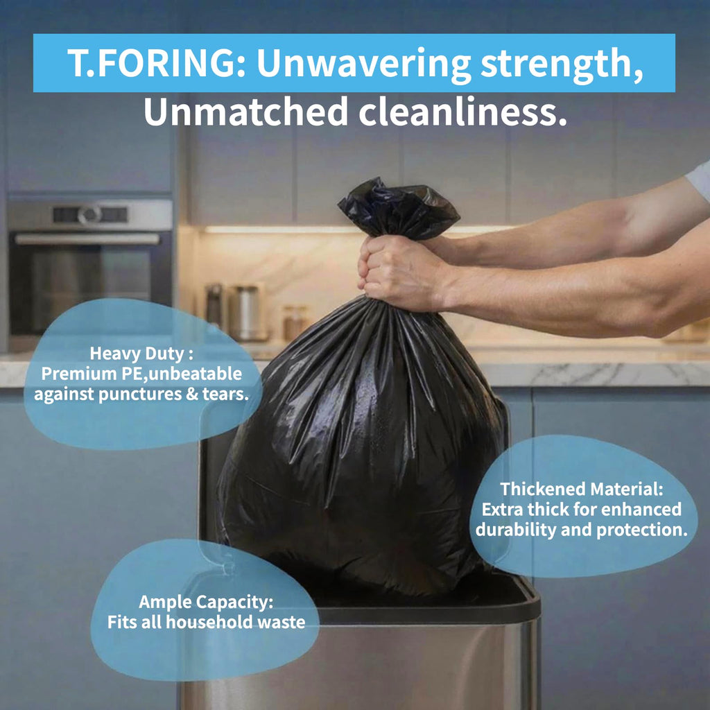 T.FORING 40-45 Gallon Trash Bags Unscented, 35'' x 40'', Black, 120 Count