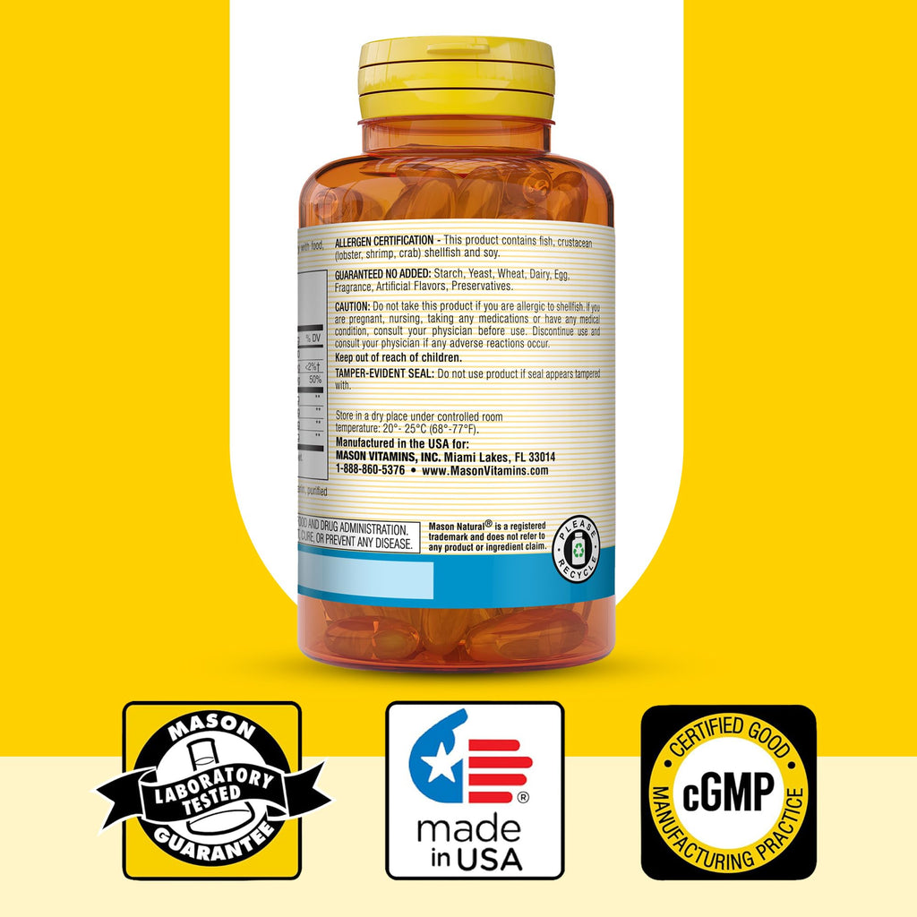 MASON NATURAL Glucosamine & Fish Oil Supplement with DHA & Omega 3 for Joint & Muscle Support, 1 Month Supply Softgel Pills