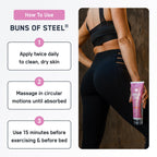 SteelFit Maximum Toning Cellulite Cream, Buns of Steel - Skin Firming & Tightening Body Lotion with Caffeine for Stretch Marks - Anti-Cellulite Remover Treatment for Booty, Thighs, Legs & Glutes