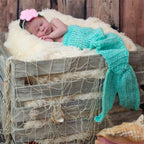 Newborn Photography Props Baby Crochet Mermaid Outfit Tail Headband Bra