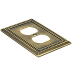 Henne Bery Sunken Pearls Heavy Duty Decorative Wall Plate Switch Plate Outlet Cover (Single Duplex, 3 Pack, Antique Brass)
