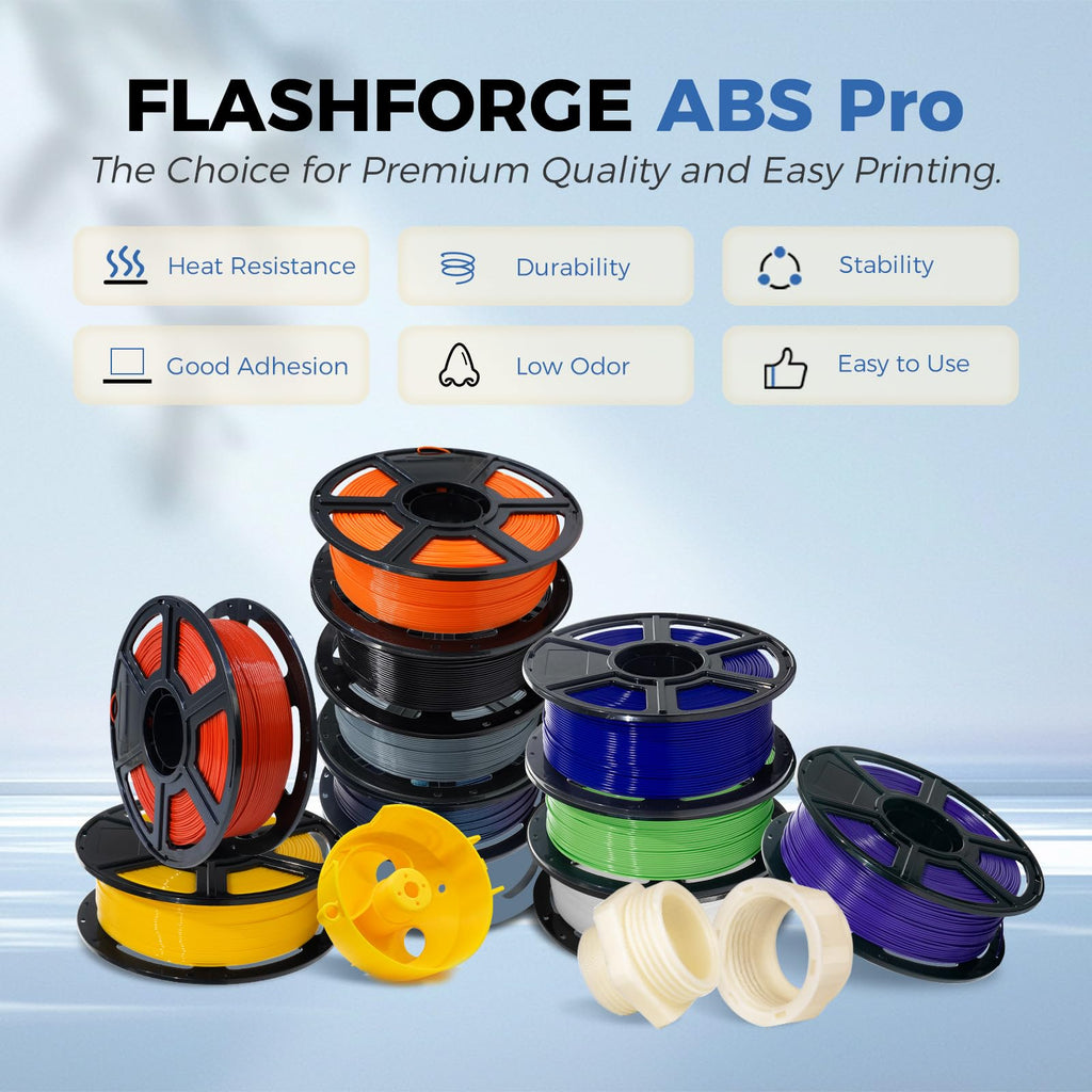 FLASHFORGE ABS Pro Filament 1.75mm Black, 3D Printer Filament 1kg (2.2lbs) Spool-Dimensional Accuracy +/- 0.02mm, Hot Deformation Below 90℃, Great for Printing Heat-Resistant Functional Parts