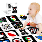 High Contrast Baby Flashcards, Black White Baby Cards with Red Yellow Blue Newborn Toys for Infants Visual Stimulation Brain Sensory Development 20 Pcs 40 Pages 5.7'' x 5.7''(3-6 Months)