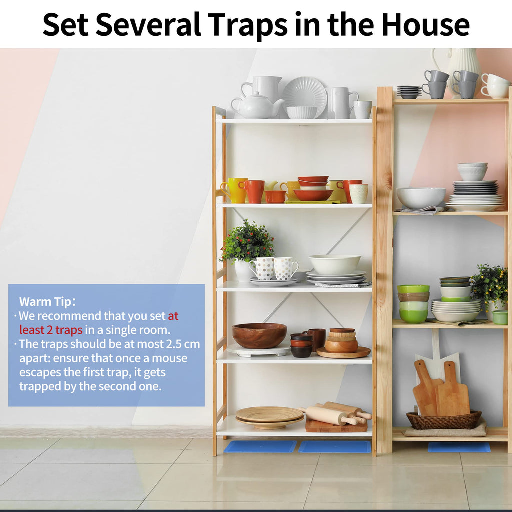LULUCATCH Mouse Glue Traps 12 Pack, Larger & Heavier Plastic Sticky Glue Traps with Extra-Strong Adhesive for Mice, Rats, Sticky Mouse Trap for Indoor Use, Easy to Set